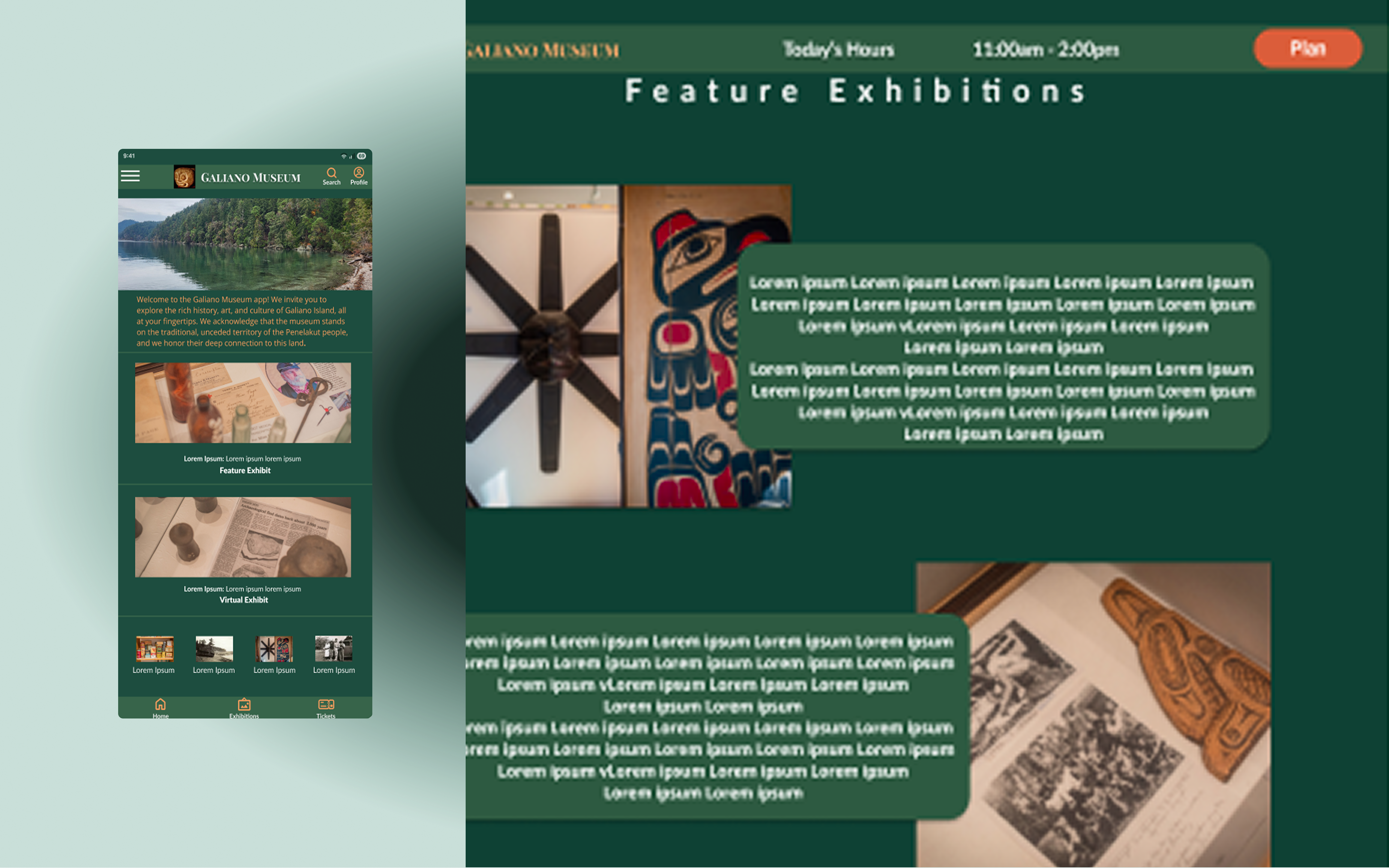 Museum website homepage screen